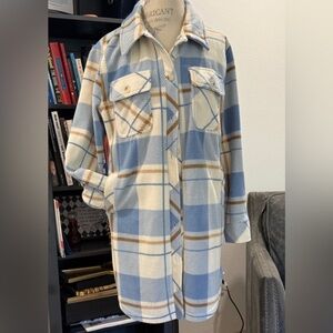 Thread & Supply Blue and Brown Plaid Button Down Shirt